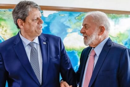 Lula em reunião com Tarcísio de Freitas, no Palácio do Planalto, em janeiro de 2024 — Foto: Ricardo Stuckert/PR