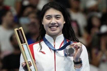 Yufei Zhang, da China, maior medalhista em Paris 2024 — Foto: AP Photo/Matthias Schrader