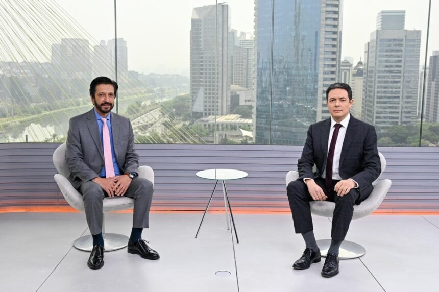 Alan Severiano entrevista Ricardo Nunes MDB no 'SP1' — Foto: TV Globo/ Bob Paulino