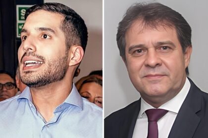 Segundo o Datafolha, André Fernandes (PL) tem 45% das intenções de voto e Evandro Leitão (PT), 43% — Foto: Montagem/Valor