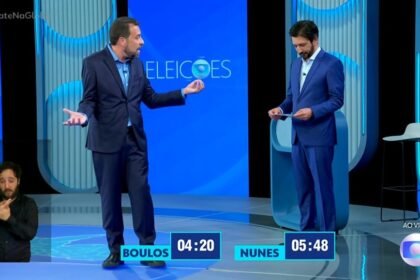 Guilherme Boulos e Ricardo Nunes no debate da TV Globo — Foto: Rreprodução/TV Globo