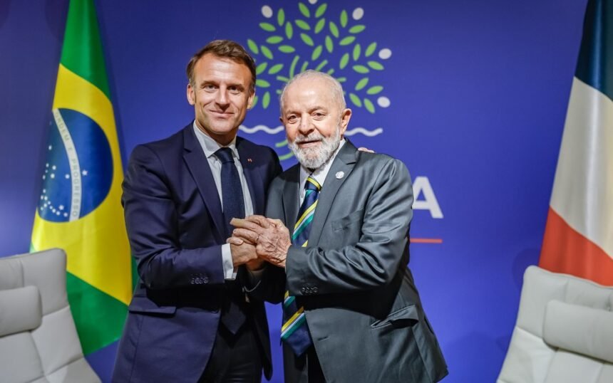 Presidentes Luiz Inácio Lula da Silva e Emmanuel Macron durante reunião bilateral em junho de 2024 — Foto: Foto: Ricardo Stuckert / PR